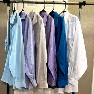 Mens Dress Shirts. Size 18 1/2 34/35 and 18-35. Colors Blue,White, lavender,Teal